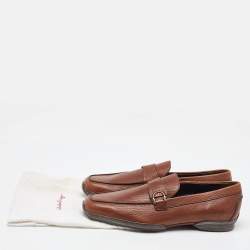 Salvatore Ferragamo Tan Leather Slip On Loafers Size 41.5