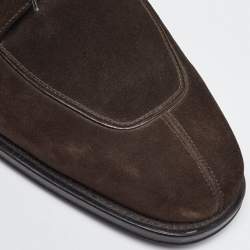 Pre Owned Salvatore Ferragamo Dark Brown Suede Lace Up Derby Size 41.5