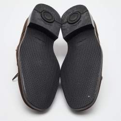 Pre Owned Salvatore Ferragamo Dark Brown Suede Lace Up Derby Size 41.5