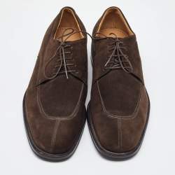 Pre Owned Salvatore Ferragamo Dark Brown Suede Lace Up Derby Size 41.5