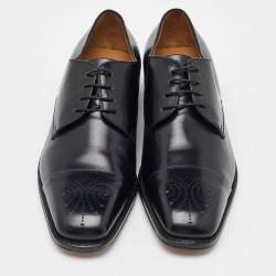 Salvatore Ferragamo Black Leather Lace Up Derby Size 41.5