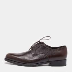 Salvatore Ferragamo Dark Brown Leather Lace Up Derby Size 41.5