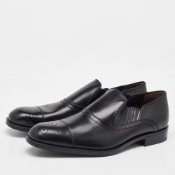 Salvatore Ferragamo Black Leather Slip On Loafers Size 41.5