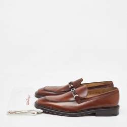 Pre Owned Salvatore Ferragamo Brown Leather Slip On Loafers Size 41.5