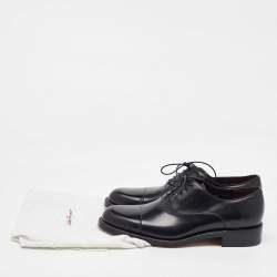 Pre Owned Salvatore Ferragamo Black Leather Lace Up Oxfords Size 41.5