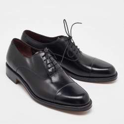 Pre Owned Salvatore Ferragamo Black Leather Lace Up Oxfords Size 41.5