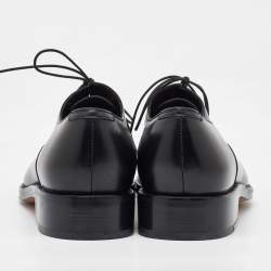 Pre Owned Salvatore Ferragamo Black Leather Lace Up Oxfords Size 41.5