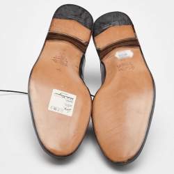 Pre Owned Salvatore Ferragamo Black Leather Lace Up Oxfords Size 41.5