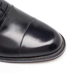 Pre Owned Salvatore Ferragamo Black Leather Lace Up Oxfords Size 41.5