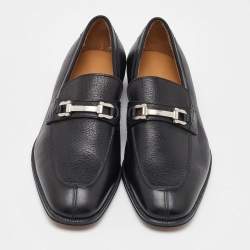 Pre Owned Salvatore Ferragamo Black Leather Gancini Loafers Size 41.5
