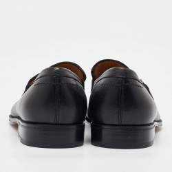 Pre Owned Salvatore Ferragamo Black Leather Gancini Loafers Size 41.5