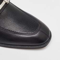 Pre Owned Salvatore Ferragamo Black Leather Gancini Loafers Size 41.5