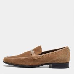 Salvatore Ferragamo Beige Suede Slip On Loafers Size 41.5