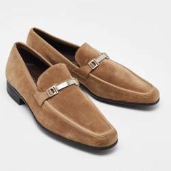 Salvatore Ferragamo Beige Suede Slip On Loafers Size 41.5