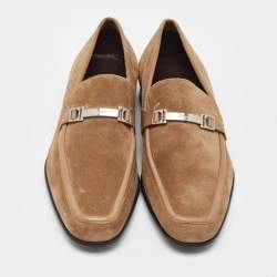 Salvatore Ferragamo Beige Suede Slip On Loafers Size 41.5