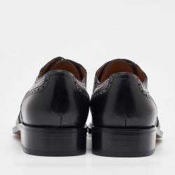 Pre Owned Salvatore Ferragamo Black Leather Brogue Wingtip Oxfords Size 41.5