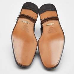 Pre Owned Salvatore Ferragamo Black Leather Brogue Wingtip Oxfords Size 41.5