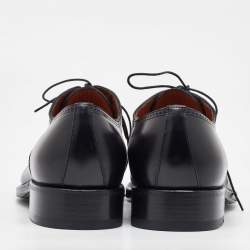 Salvatore Ferragamo Black Leather Brogue Wingtip Oxfords Size 41.5