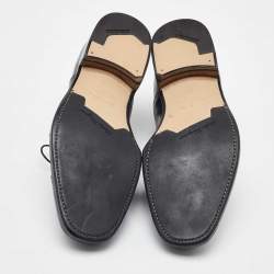 Salvatore Ferragamo Black Leather Brogue Wingtip Oxfords Size 41.5