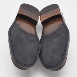 Pre Owned Salvatore Ferragamo Dark Brown Leather Gancini Slip On Loafers Size 41.5