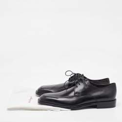 Pre Owned Salvatore Ferragamo Black Leather Lace Up Derby Size 41.5