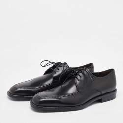 Pre Owned Salvatore Ferragamo Black Leather Lace Up Derby Size 41.5