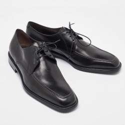 Pre Owned Salvatore Ferragamo Black Leather Lace Up Derby Size 41.5