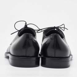 Pre Owned Salvatore Ferragamo Black Leather Lace Up Derby Size 41.5