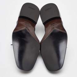 Pre Owned Salvatore Ferragamo Black Leather Lace Up Derby Size 41.5