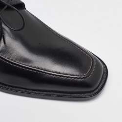 Pre Owned Salvatore Ferragamo Black Leather Lace Up Derby Size 41.5