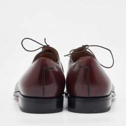 Pre Owned Salvatore Ferragamo Burgundy Leather Lace Up Derby Size 41.5
