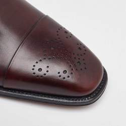 Pre Owned Salvatore Ferragamo Burgundy Leather Lace Up Derby Size 41.5