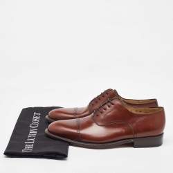 Pre Owned Salvatore Ferragamo Brown Leather Lace Up Oxfords Size 41.5