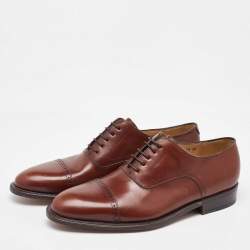 Pre Owned Salvatore Ferragamo Brown Leather Lace Up Oxfords Size 41.5