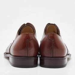 Pre Owned Salvatore Ferragamo Brown Leather Lace Up Oxfords Size 41.5