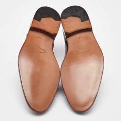 Pre Owned Salvatore Ferragamo Brown Leather Lace Up Oxfords Size 41.5