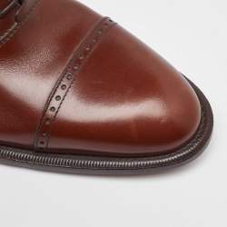Pre Owned Salvatore Ferragamo Brown Leather Lace Up Oxfords Size 41.5