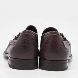 Pre Owned Salvatore Ferragamo Dark Brown Leather Gancini Loafers Size 41.5