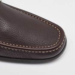 Pre Owned Salvatore Ferragamo Dark Brown Leather Gancini Loafers Size 41.5