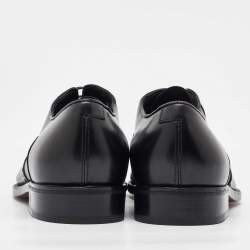 Pre Owned Salvatore Ferragamo Black Leather Lace Up Oxfords Size 41.5