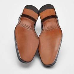 Pre Owned Salvatore Ferragamo Black Leather Lace Up Oxfords Size 41.5