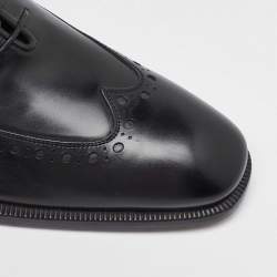 Pre Owned Salvatore Ferragamo Black Leather Lace Up Oxfords Size 41.5