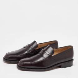 Pre Owned Salvatore Ferragamo Dark Brown Leather Penny Loafers Size 41.5