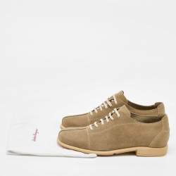 Salvatore Ferragamo Beige Suede Lace Up Oxfords Size 41.5