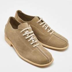 Salvatore Ferragamo Beige Suede Lace Up Oxfords Size 41.5