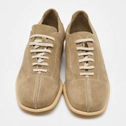Salvatore Ferragamo Beige Suede Lace Up Oxfords Size 41.5