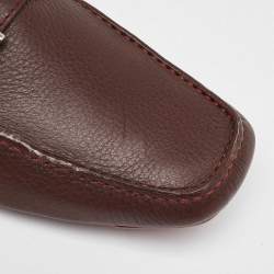 Pre Owned Salvatore Ferragamo Dark Brown Leather Gancini Loafers Size 41.5