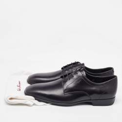 Pre Owned Salvatore Ferragamo Black Leather Lace Up Derby Size 41.5