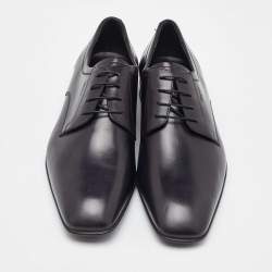 Pre Owned Salvatore Ferragamo Black Leather Lace Up Derby Size 41.5