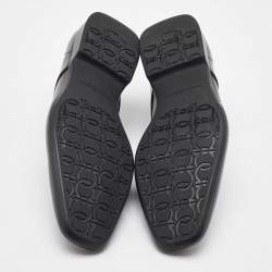 Pre Owned Salvatore Ferragamo Black Leather Lace Up Derby Size 41.5